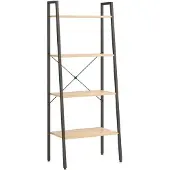 vidaXL Ladderrek met 4 schappen 56x35x140 cm lichtbruin en zwart