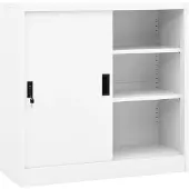 vidaXL Kantoorkast met schuifdeuren 90x40x90 cm staal wit
