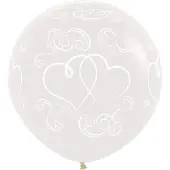 Sempertex Mega topballon Crossed Hearts - Crystal Clear latex.