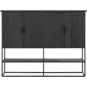DTP Home Cabinet Beam large, 4 doors, open rack BLACK,140x180x40 cm, recycled teakwood