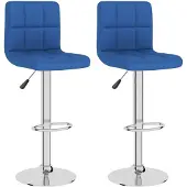 vidaXL Barkrukken, 2 stuks, blauw, met stoffen bekleding