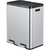 EKO - Essential 1 Recycler pedaalemmer 30+30 liter - Stainless Steel Plastic - mat RVS - Prullenbak