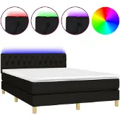 vidaXL Boxspringbed met matras en LED-verlichting, zwart, 140x190 cm, gestoffeerd