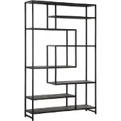 MUST Living Bookrack Harmony,190x120x35 cm, black powder coated frame with carlitto charcoal recycled leather (190x120x35 cm)