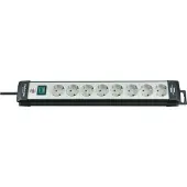 Brennenstuhl - Verdeelcontactdoos met 8 stopcontacten, zwart/lichtgrijs, 5 meter, kabel H05VV-F 3G1,5, artikelnummer 1951580101