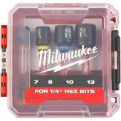 Milwaukee doppenset SHOCKWAVE magnetisch Hex 1/4 4-delig