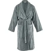 Tiseco Home Studio - Badjas DELUX - 100% katoen - 370 g/m² - badstof - unisex- riem en zakken - S/M - Grijs