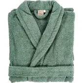 Tiseco Home Studio - Badjas DELUX - 100% katoen - 370 g/m² - badstof - unisex- riem en zakken - S/M - Greenstone