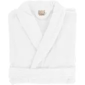 Tiseco Home Studio - Badjas DELUX - 100% katoen - 370 g/m² - badstof - unisex- riem en zakken - S/M - Wit