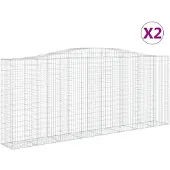 vidaXL Schanskorven 2 st gewelfd 400x50x160/180 cm ijzer