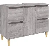 vidaXL Wastafelkast 80x33x60 cm bewerkt hout grijs sonoma eikenkleurig