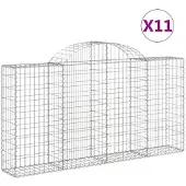vidaXL Gabionen met boogvorm, 11 stuks, 200x30x100/120 cm, verzinkt staal