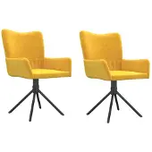 vidaXL Eetkamerstoelen draaibaar 2 st fluweel geel