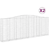vidaXL Gabionen met boogvorm, 2 stuks, 400x30x140/160 cm, verzinkt staal