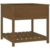 vidaXL Plantenbak met schap 82,5x82,5x81 cm grenenhout honingbruin