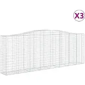 vidaXL Schanskorven 3 st gewelfd 400x50x140/160 cm ijzer