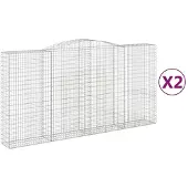 vidaXL Schanskorven 2 st gewelfd 400x50x200/220 cm ijzer