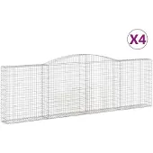 vidaXL Gabionen met boogvorm, 4 stuks, 400x30x120/140 cm, verzinkt staal