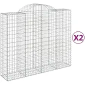 vidaXL Gabionen met boogvorm, 2 stuks, 200x50x160/180 cm, verzinkt staal