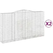 vidaXL Gabionen met boogvorm, 2 stuks, 400x50x220/240 cm, verzinkt staal