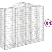 vidaXL Gabionen met boogvorm, 4 stuks, 200x50x160/180 cm, verzinkt staal