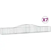 vidaXL Gabionen met boogvorm, 7 stuks, 400x50x40/60 cm, verzinkt staal