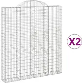 vidaXL Gabionen met boogvorm, 2 stuks, 200x30x220/240 cm, verzinkt staal