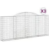 vidaXL Schanskorven 3 st gewelfd 300x30x120/140 cm ijzer