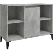 vidaXL Wastafelkast 80x33x60 cm bewerkt hout betongrijs