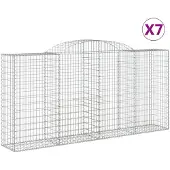 vidaXL Gabionen met boogvorm, 7 stuks, 300x50x140/160 cm, verzinkt staal