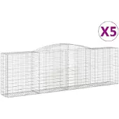vidaXL Gabionen met boogvorm, 5 stuks, 400x50x120/140 cm, verzinkt staal