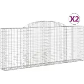 vidaXL Gabionen met boogvorm, 2 stuks, 300x30x120/140 cm, verzinkt staal