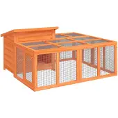 vidaXL Konijnenhok 144x123x67,5 cm massief grenenhout bruin