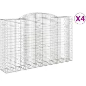 vidaXL Gabionen met boogvorm, 4 stuks, 300x50x180/200 cm, verzinkt staal