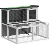 vidaXL Konijnenhok 102x90x84,5 cm massief grenenhout grijs