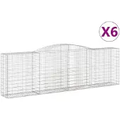 vidaXL Gabionen met boogvorm, 6 stuks, 400x50x120/140 cm, verzinkt staal