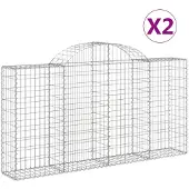 vidaXL Schanskorven 2 st gewelfd 200x30x100/120 cm ijzer
