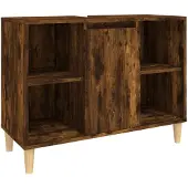 vidaXL Wastafelkast 80x33x60 cm bewerkt hout gerookt eikenkleurig