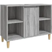 vidaXL Wastafelkast 80x33x60 cm bewerkt hout grijs sonoma eikenkleurig