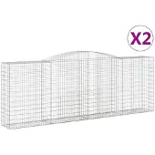 vidaXL Gabionen met boogvorm, 2 stuks, 400x50x140/160 cm, verzinkt staal