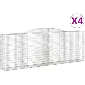 vidaXL Gabionen met boogvorm, 4 stuks, 400x50x140/160 cm, verzinkt staal