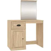 vidaXL Schminktafel met spiegel, Sonoma-eikenhout, 90x50x132,5 cm