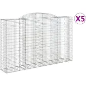 vidaXL Gabionen met boogvorm, 5 stuks, 300x50x180/200 cm, verzinkt staal