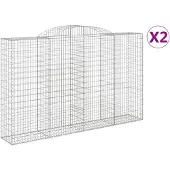 vidaXL Gabionen met boogvorm, 2 stuks, 300x50x180/200cm, verzinkt staal