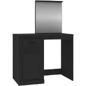 vidaXL Make-up tafel met spiegel, zwart, 90x50x132,5 cm, houtvezel