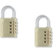 AMIG Hangslot Ø5 / 40x77mm – 4-cijferig Cijferslot – Messing – Geweldige Bouwkwaliteit – Set 2 Stuks