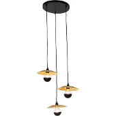 QAZQA Landelijke hanglamp zwart met touw 3-lichts - Leia