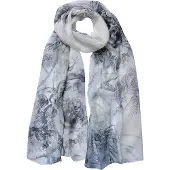 Juleeze Sjaal Dames Print 50x160 cm Grijs Synthetisch Bloemen