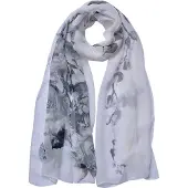 Juleeze Sjaal Dames Print 50x160 cm Wit Synthetisch