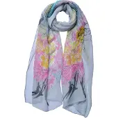 Juleeze Sjaal Dames Print 50x160 cm Grijs Synthetisch Bloemen